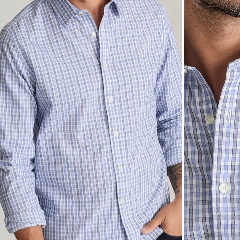 UNTUCKit Light Blue Plaid Button Down Shirt